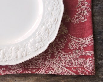 Rustic Red and Beige Toile Placemats Set of 4 Toile De Jouy Pastorale Custom Order Table Mats Table Decor