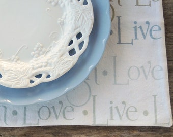 Live Laugh Love Lined Placemats Set of 4 Multi Color Script Modern Table Linens