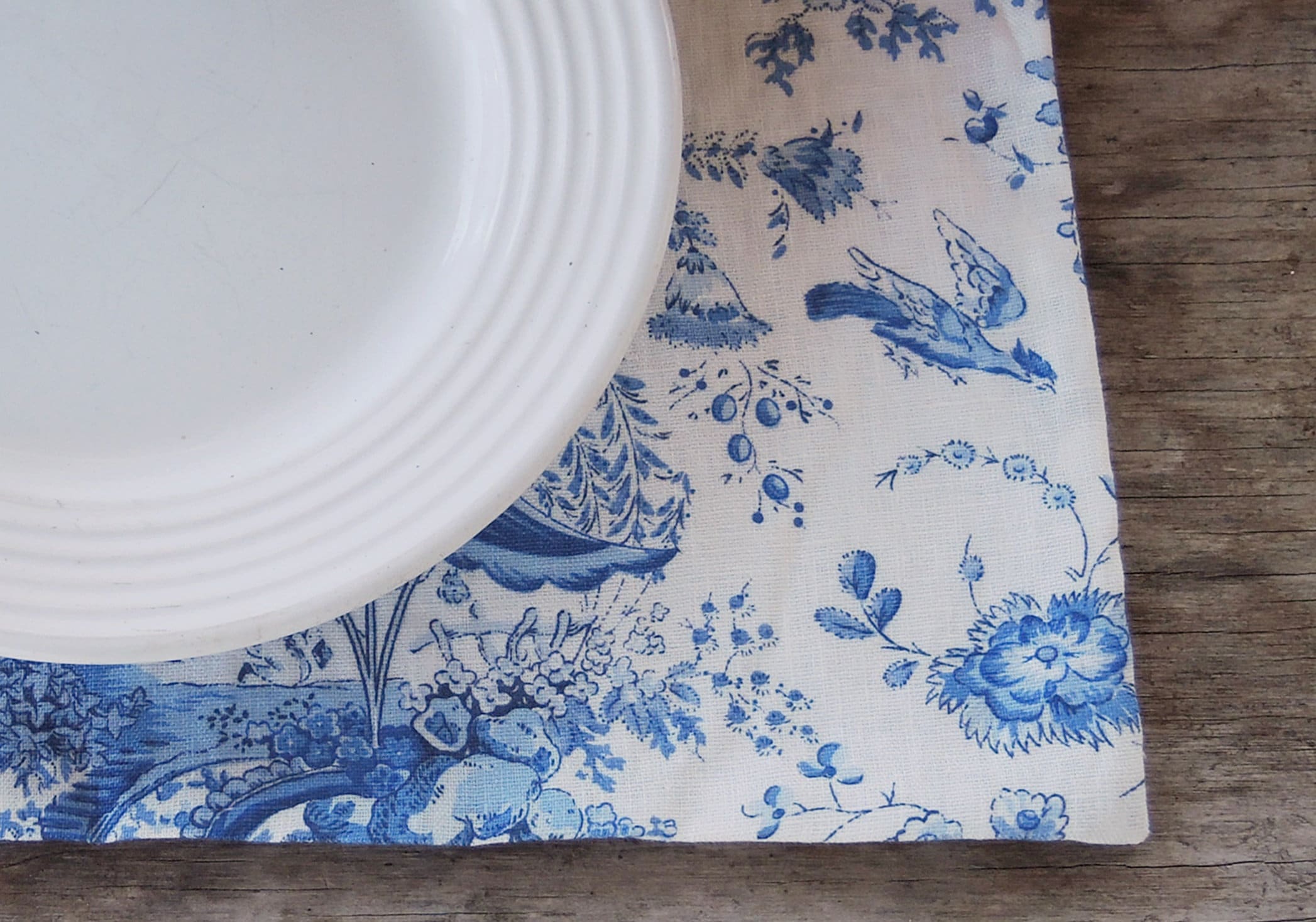 French Country Blue and White Toile Placemats Set of 4 Blue Etsy UK