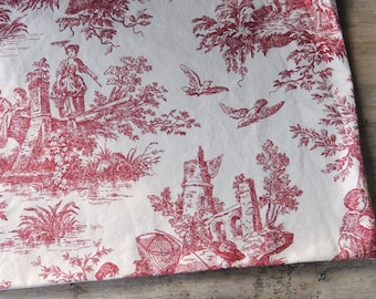 French Country Red and Cream Toile Table Runner Custom Order Table Scarf Waverly Country Life