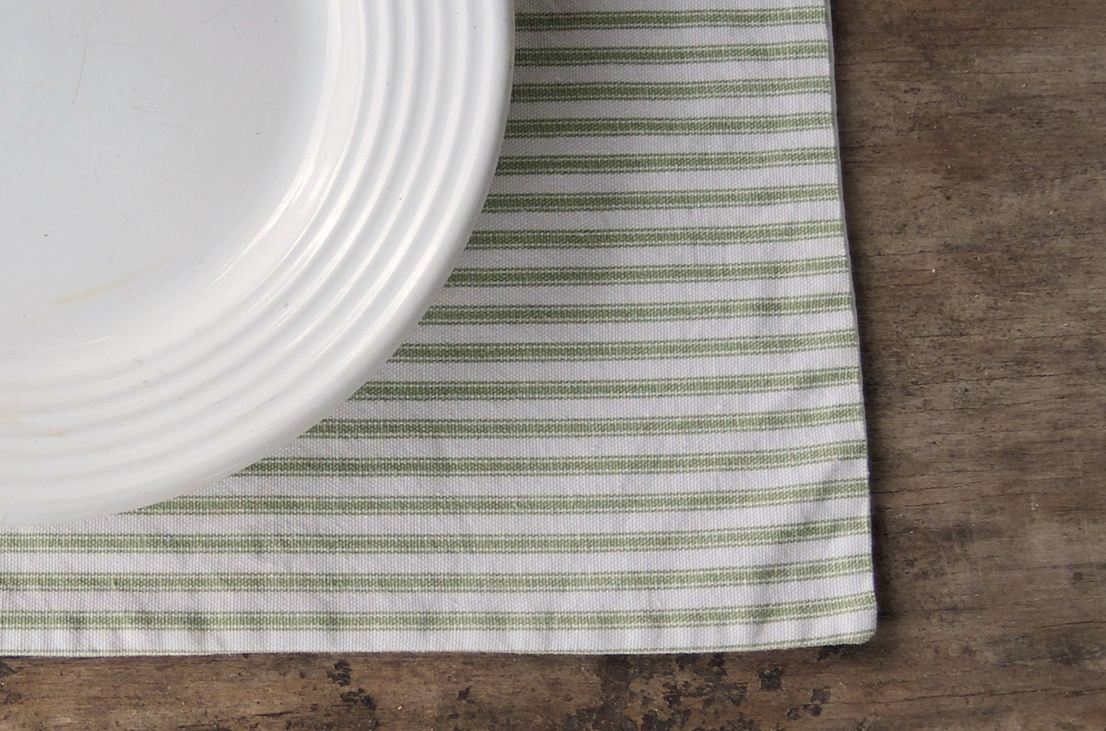 Green Ticking Stripe Lined Placemats Set of 4 Custom Order Etsy