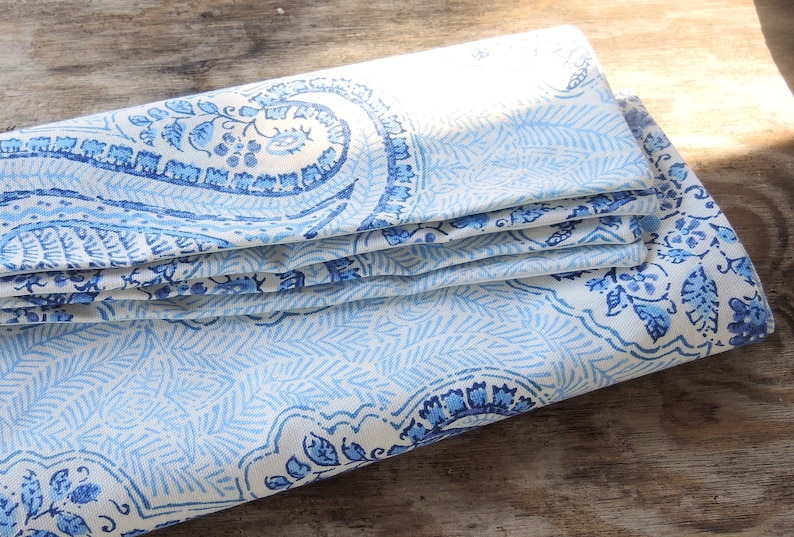 White and Blue Paisley Lined Cotton Placemats Set of 4 Beach Cottage Modern Farmhouse Home Decor Table Settings Custom Order image 8