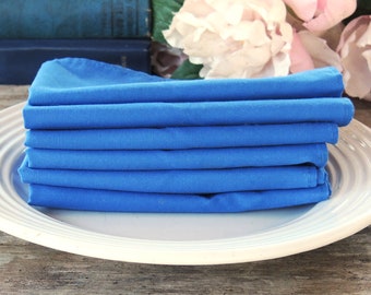 Set of 6 Vintage Blue Cotton Cloth Dinner Napkins Eco Friendly Vintage Cotton Napkins Reusable Table Linens