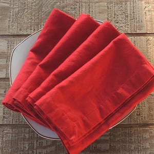 Set of 4 Red Cotton Cloth Dinner Napkins Eco Friendly Vintage Cotton ...