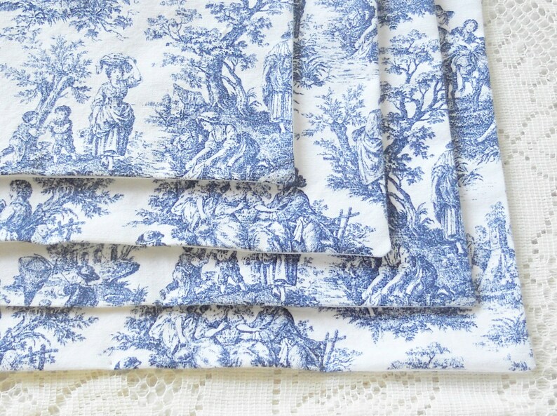 French Country Blue and White Toile Placemats Set of 4 Etsy