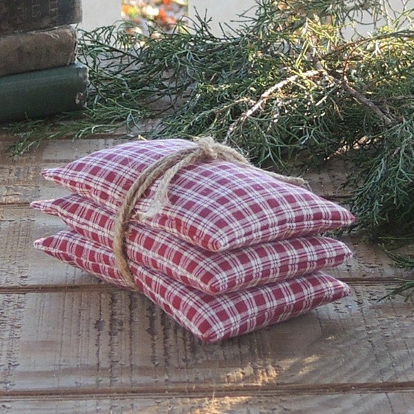 Red Plaid Lavender or Balsam Sachets Set of 3, Organic Lavender, Lavender Pillows, Natural Aroma Therapy