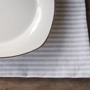 Gray and White Ticking Stripe Lined Placemats Set of 4 Custom Order Rectangle Table Mats Modern Farmhouse Table Linens