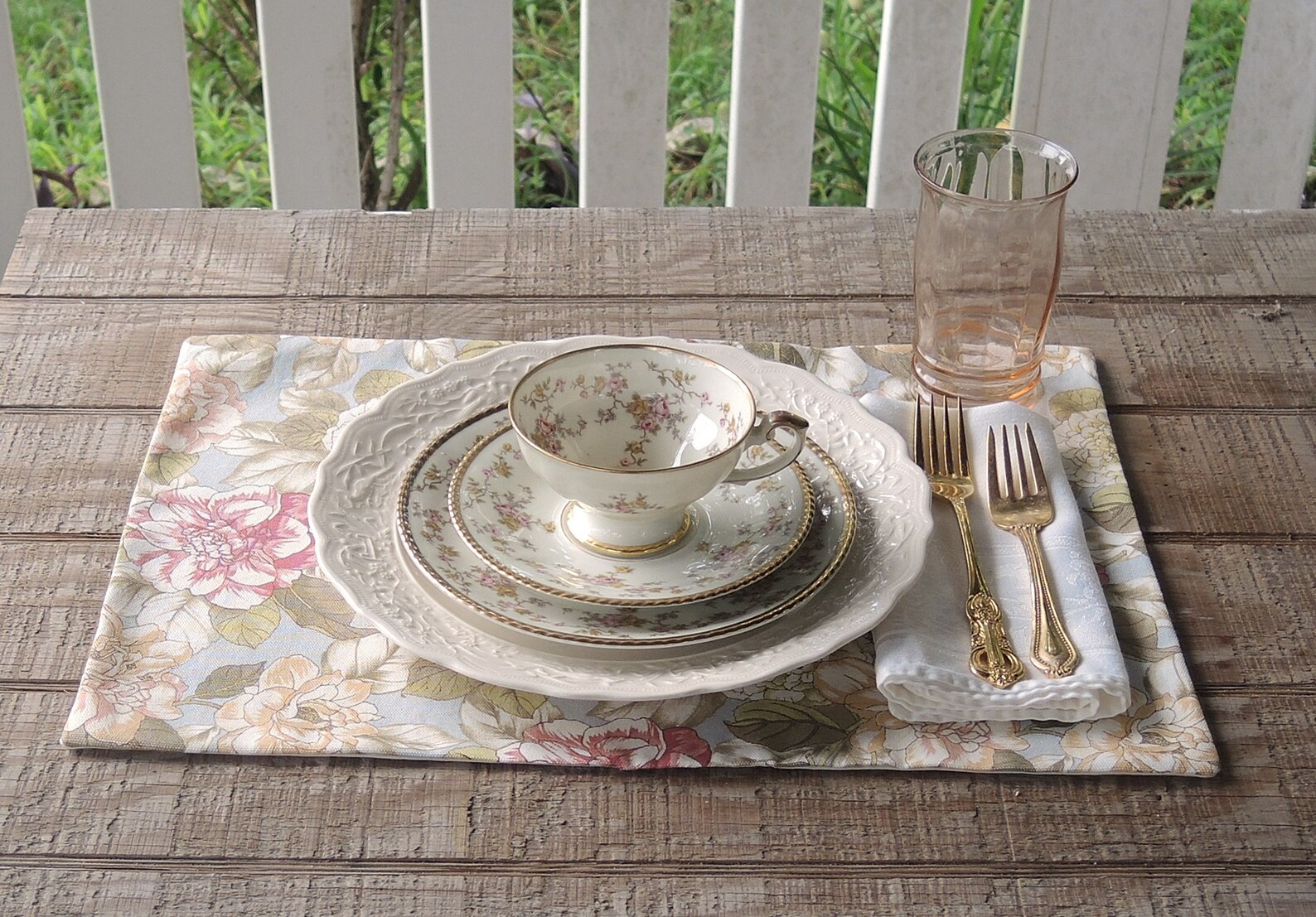 Blue Floral Lined Placemats Set of 4 Modern Waverly Custom Etsy