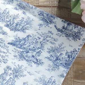 Navy and White Waverly Toile&#39; Table Runner Rustic Life Collection