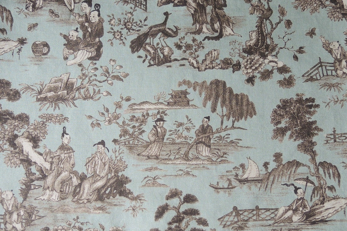 Green and Brown Toile Placemats Set of 4 Williamsburg Fabric Etsy