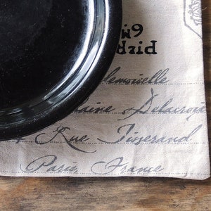 French Script Lined Cotton Placemats Set of 4 Modern French Farmhouse Wedding Table Linens Custom Order
