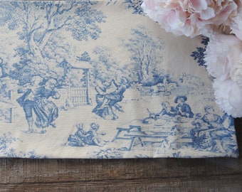 Toile Table Runner Blue and Cream Pastorale Table Decor Stof Festin Blue