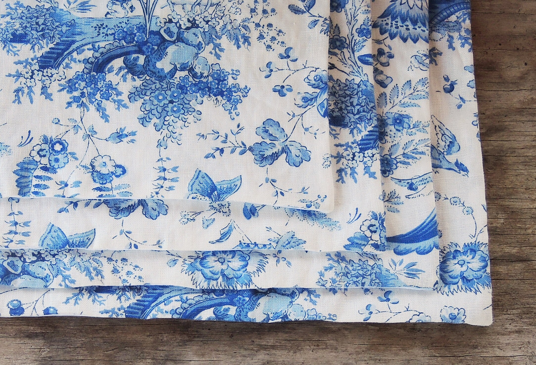 French Country Blue and White Toile Placemats Set of 4 Blue Etsy UK