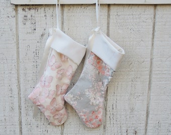 Gorgeous Peach and Cream Christmas Stocking Choice of ONE Lady Janes Garden Collection Holiday Decor Custom Order