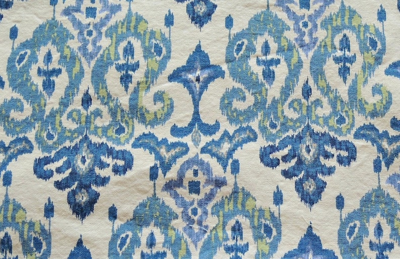 Blue Set of 4 Romantic Farmhouse and White Green Custom Order Cotton Ikat Tribal Lined Placemats Cottage Style Modern Shabby Chic