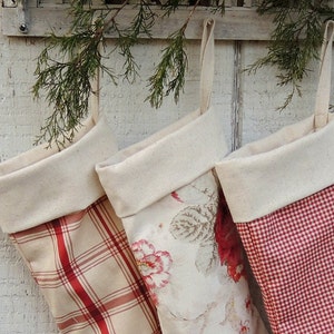 English Country Farmhouse Christmas Stockings, Choice of 1, Heirloom, Custom Order, Holiday Decor, Waverley Norfolk Rose Lined, For the Home image 4
