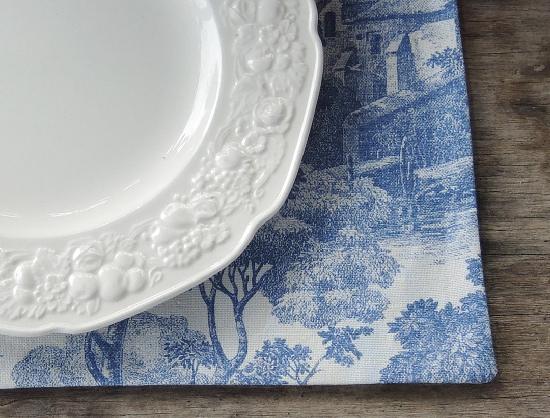 Blue and White Toile Placemats Set of 4 Pastorale Toile De Etsy