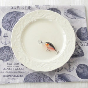 Modern Nautical Lithograph Placemats Set of 4 Beach Cottage, Table Mats, Placemats, Home Decor