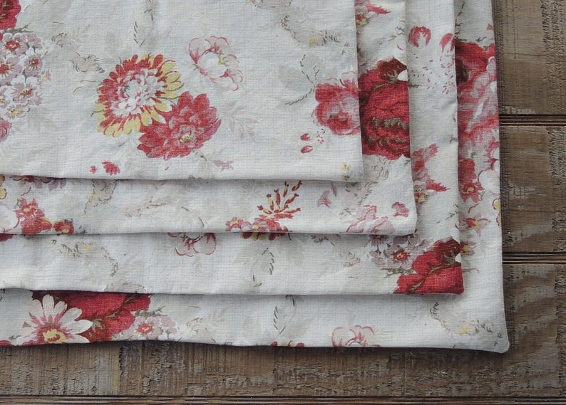 Waverly Norfolk Rose Lined Placemats Set of 4 English Cottage Etsy