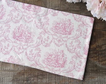 Cream and Pink Toile Table Runner Lined Table Mat Tea Party Linens, French Country, Custom Order