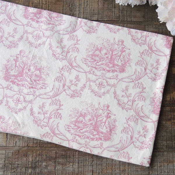 Cream and Pink Toile Table Runner Lined Table Mat Tea Party Linens, French Country, Custom Order