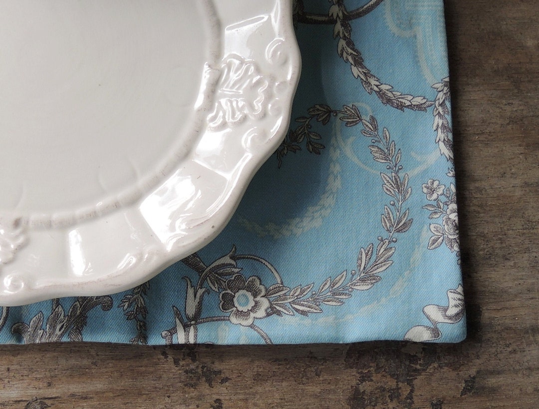Blue and Cream Toile Placemats Set of 4 Custom Order Table Mats Table