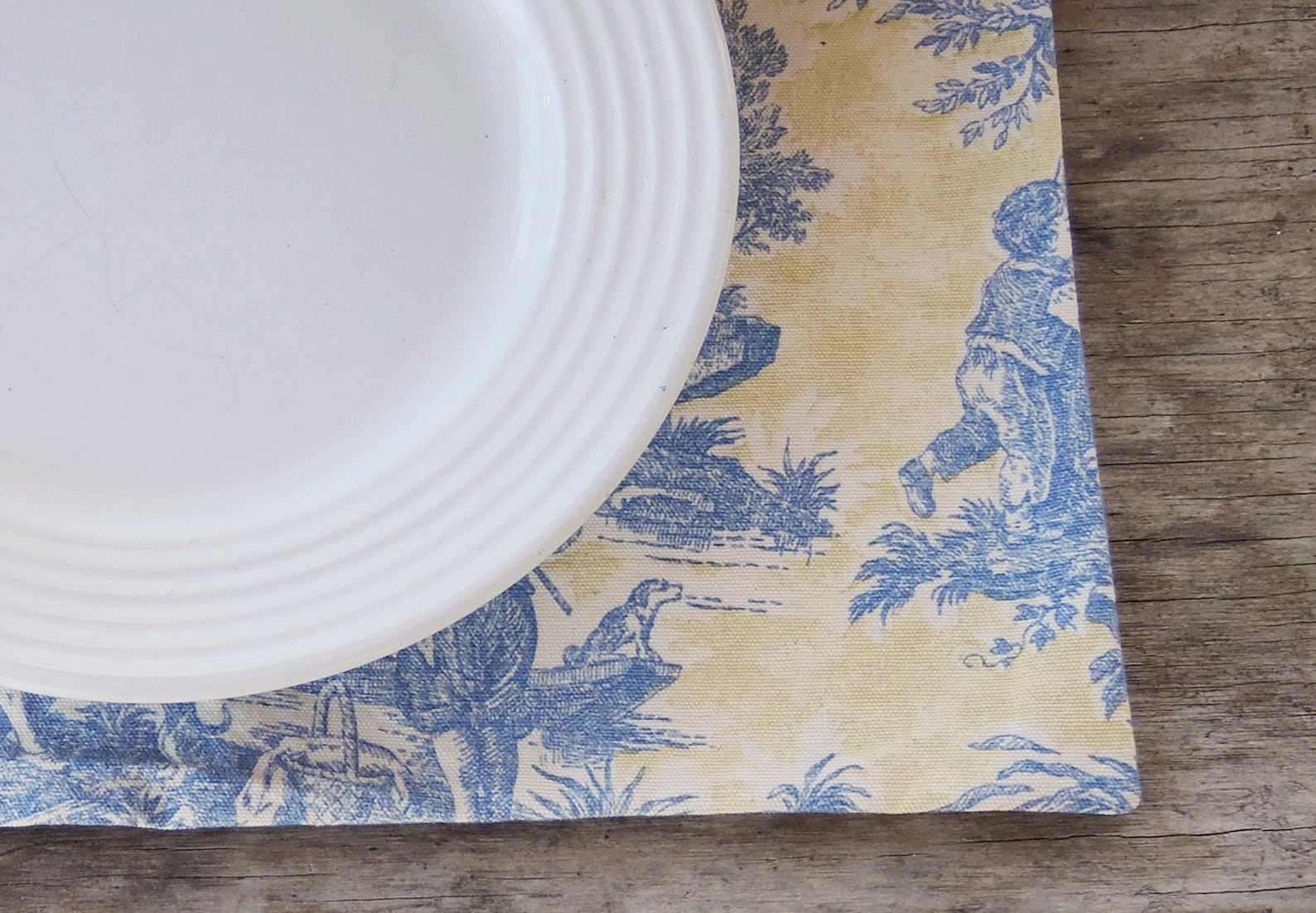 French Country Blue and Yellow Toile Placemats Set of 4 Etsy