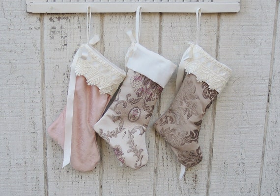 Gorgeous French Cottage Inspired Stockings The Sugar and Spice Collection Choice of 1 of 3 Designs