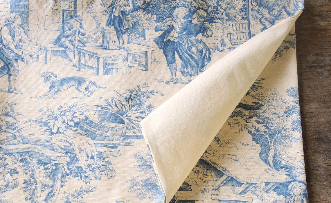 Toile Placemats Set of 4 Blue and Cream Toile Lined Placemats Etsy