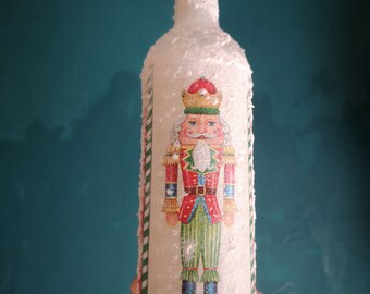 Nutcracker, light bottle, Christmas decorations, Altered bottle, Christmas tale,