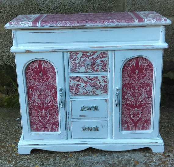 Download Shabby Chic Red Velvet Jewellery Boxsnow White And Red Etsy