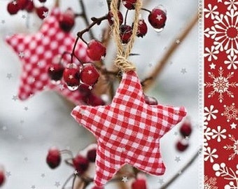 Paper Napkins for Decoupage,Art&Craft design,Stars ,Patchwork ,Collage,Festive,Lunch Napkins, Serviettes - Winter rowan. Set of 5