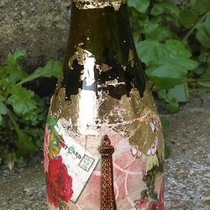 Paris,Eiffel Tower glass bottle,Decanter,Hand decorated bottle,Decoupaged bottle,Altered bottle,Wedding gift,wedding decor,Housewarming