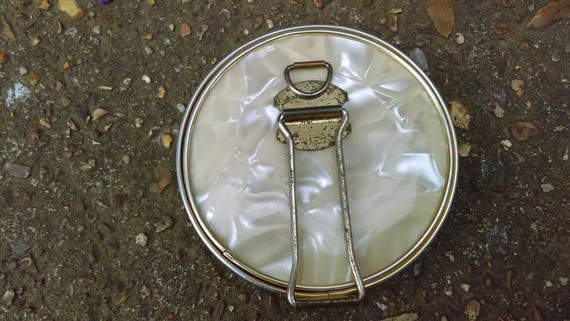 Vintage celluloid compact mirror,travel mirror,br… - image 2