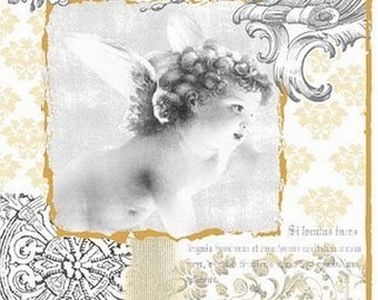 Vintage Style Decoupage Paper Lunch Napkins - Angel of Baroque -  set of 5