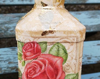 Paris Bottle,Eiffle Tower,Rosse Bottle,Altered Bottle,Whisky bottle, Decanter, carafe, Wine bottle,English Rose,Romantic bottle,Housewarming
