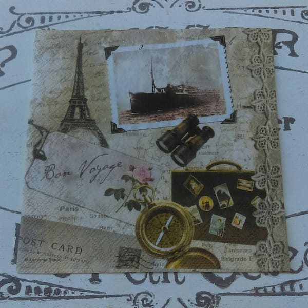 1 Single Decoupage paper Napkins,Eiffel Tower, Paris,Journey,titanicTissue Paper Napkins for Decoupage,Serviettes,Arts paper ,Craft