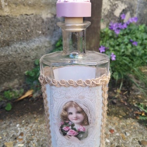 Little girl and roses bottle, Carafe, Decanter, home decorations, Altered bottle, hand decorated housewarming, Christmas gift, birthday gift