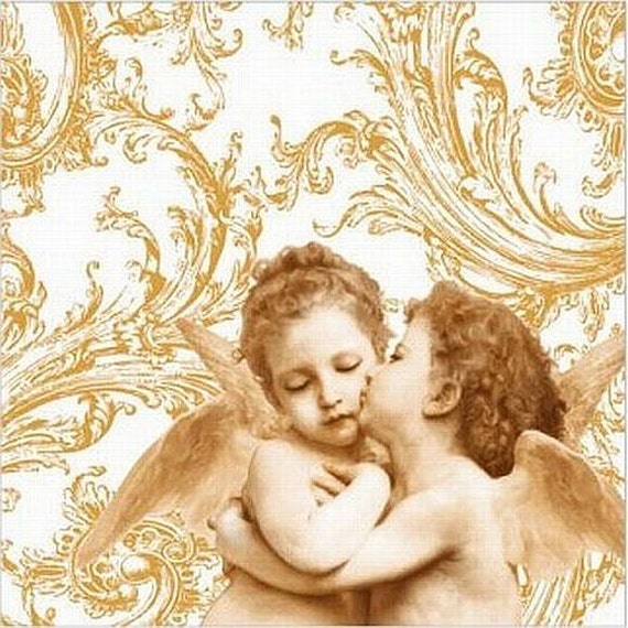 Papel Servilletas Decoupage X 2 Querubines 33cm