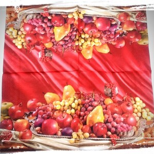 1 Single Decoupage paper Napkins,plateau with fruits, Red Party,Mix Media,party napkins,Serviettes,Arts paper ,Craft