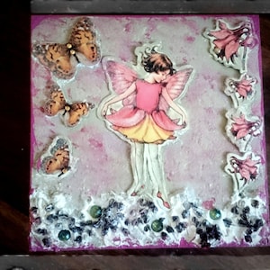 Fée et papillon-boîte en bois, boîte à bijoux, boîte à souvenirs, boîte de bibelot, à la main peint boîte, boîte de bibelot, brillante boîte, boîte sur mesure, cadeau pour elle