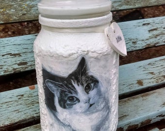 Pet Urn,Dog Urn,Cat Urn,Personalised Pet urn ,Small Pet urn,Shabby chic urn,Memorial jar,Custom order,Made to order