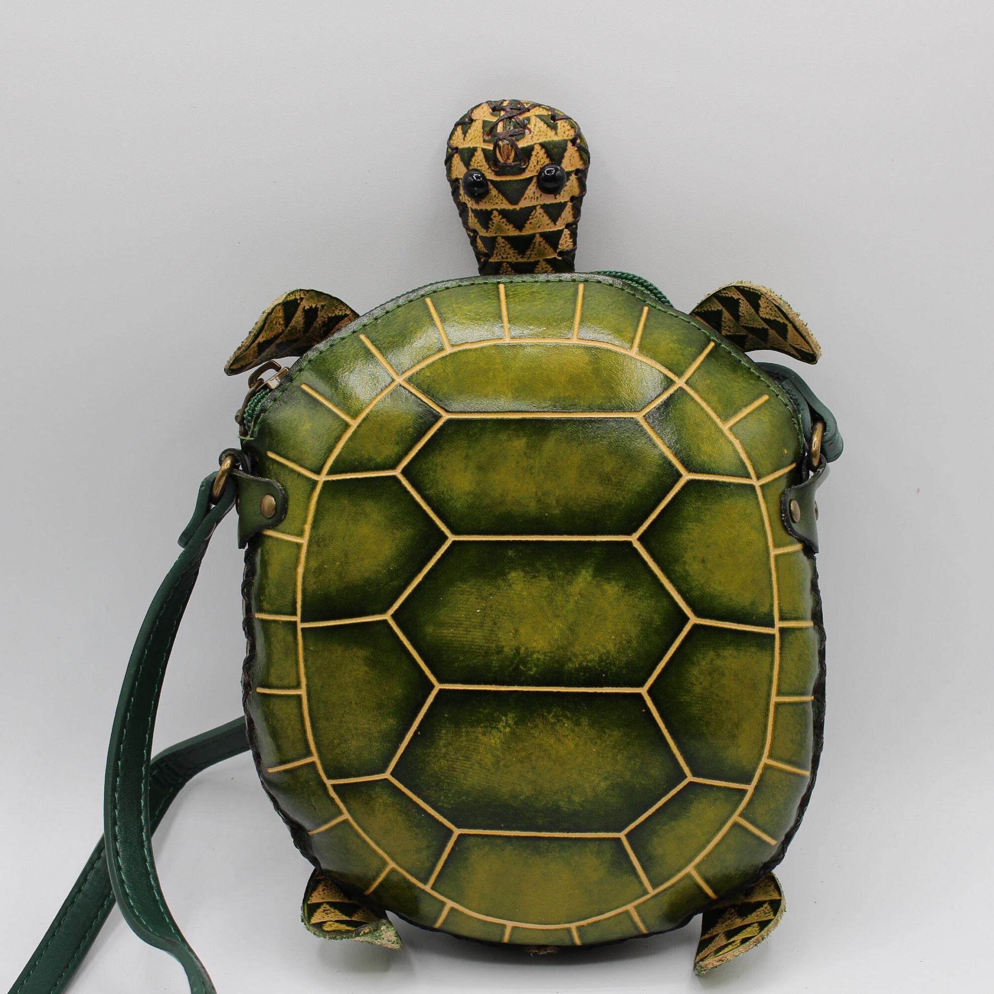 Handmade Giant Green Leather Turtle Bag ( No Straps) Hand made leather turtle backpack $600 CAD with free  main image 3