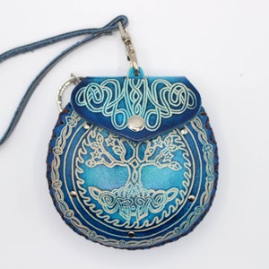 Monedero / Cartera / Pulsera de Cuero Genuino Hecho a Mano con Árbol de la Vida