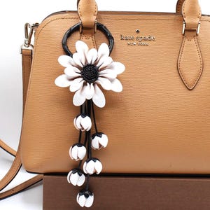 Leather Flower  kechain and purse/handbag charm in assorted colors Genuine Handmade Leather Flower Keychain purse charm