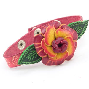 Genuine Handmade Leather Rose flower Bracelet