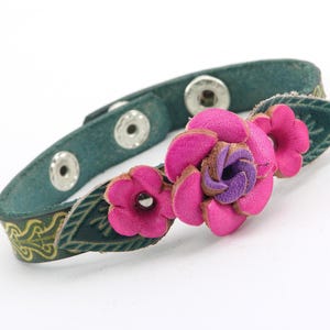 Genuine Handmade Leather Rose flower Bracelet
