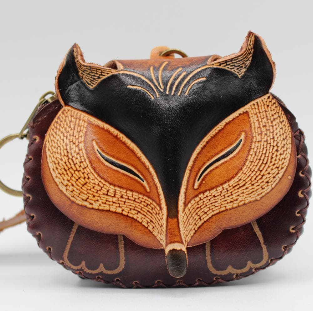 Genuine Handmade Leather Fox Wristlet / Coin Purse / Wallet