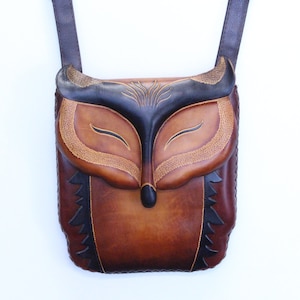 Genuine Handmade Leather Fox Purse crossbody and backpack multi use