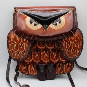 Girls Owl Cartoon Mini Backpack – Pink PU Leather Small Bag For Kids - View #5
